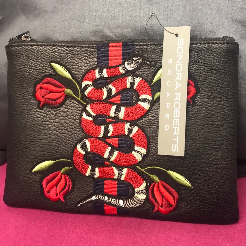 Embroidered Snake Motif Clutch/CrossBody, NWT-Boutique - Picture 2 of 5